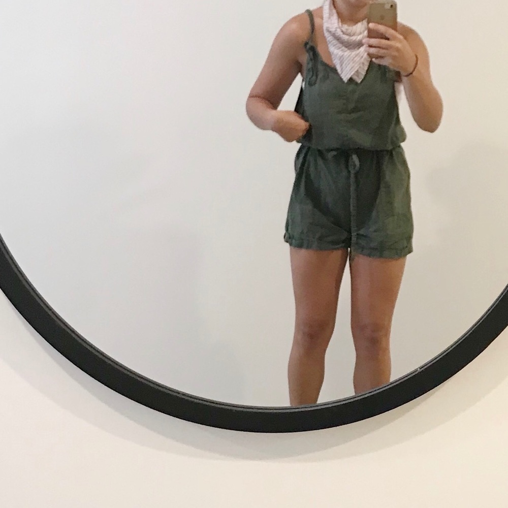 Olive green romper/overalls